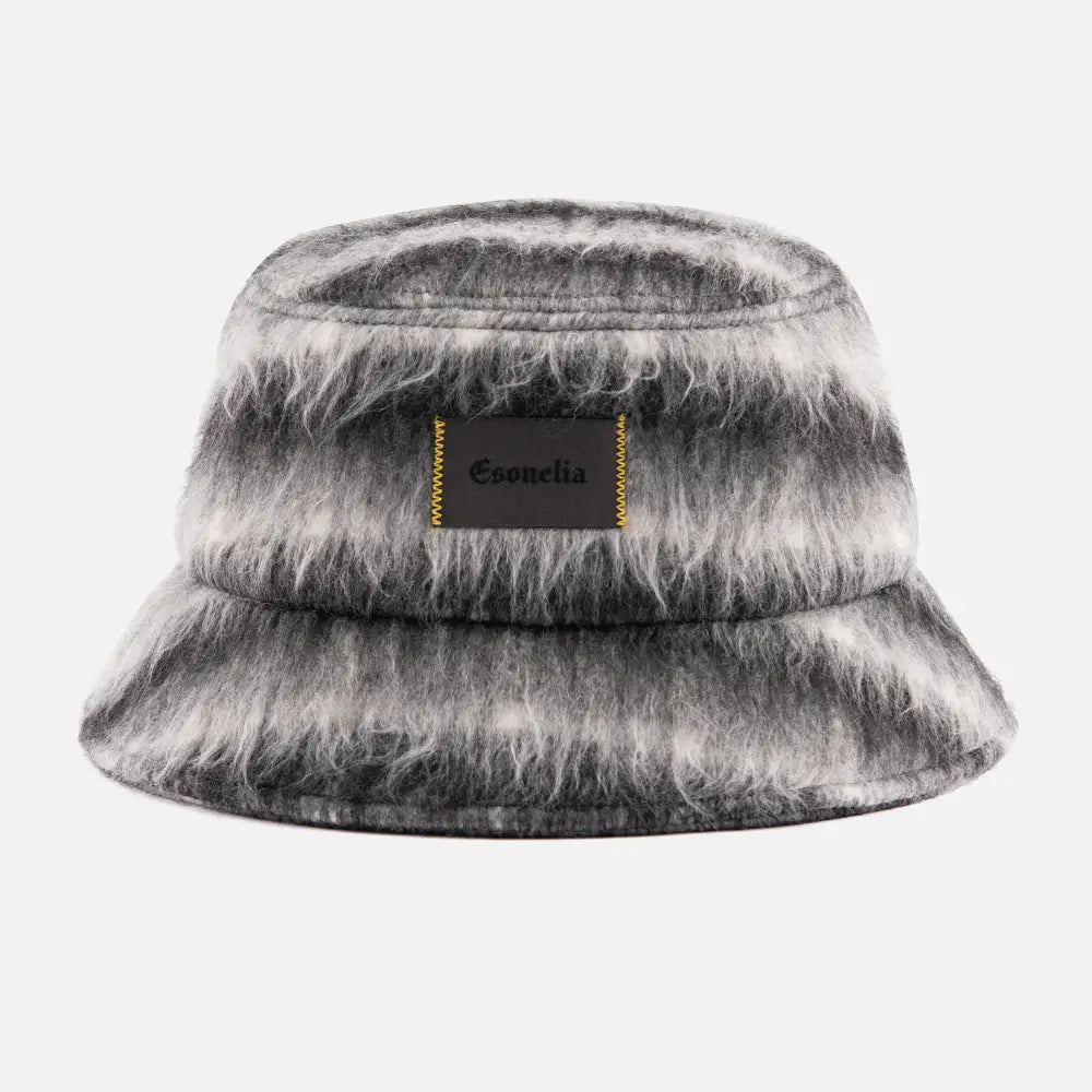 BlackFauxWoolLatticeBucketHats