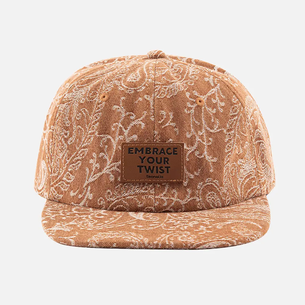 BrownJacquardPaisleySnapbackCap_frontside
