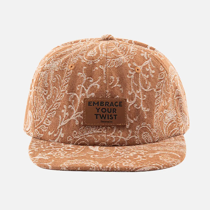 BrownJacquardPaisleySnapbackCap_frontside