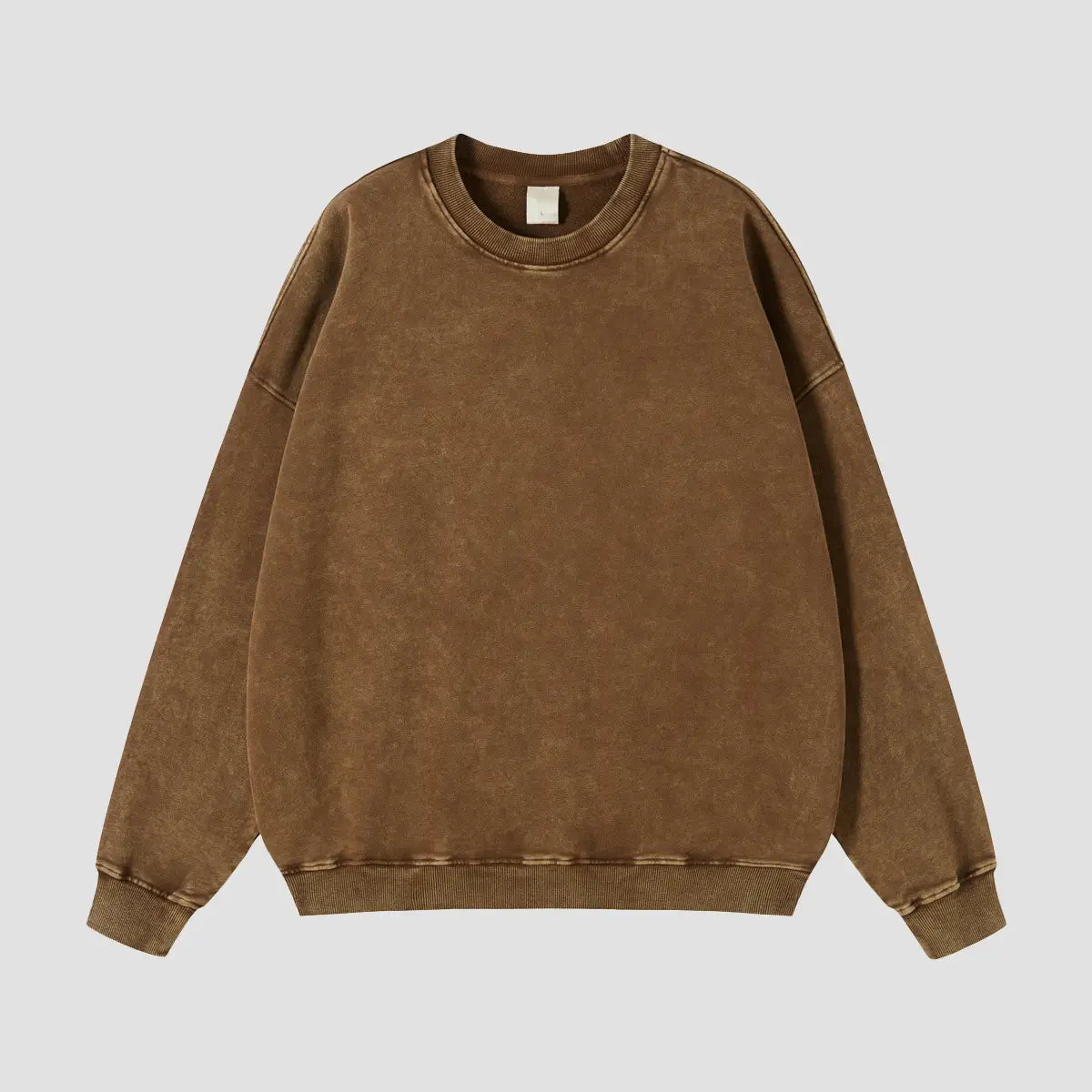 BrownWax-DyeingLooseCrewSweatshirts