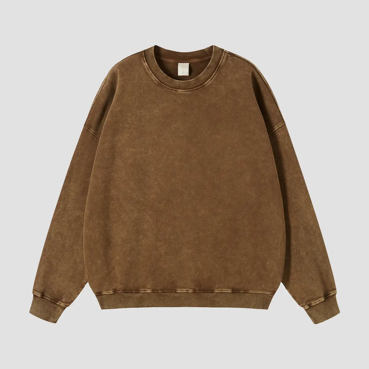 BrownWax-DyeingLooseCrewSweatshirts