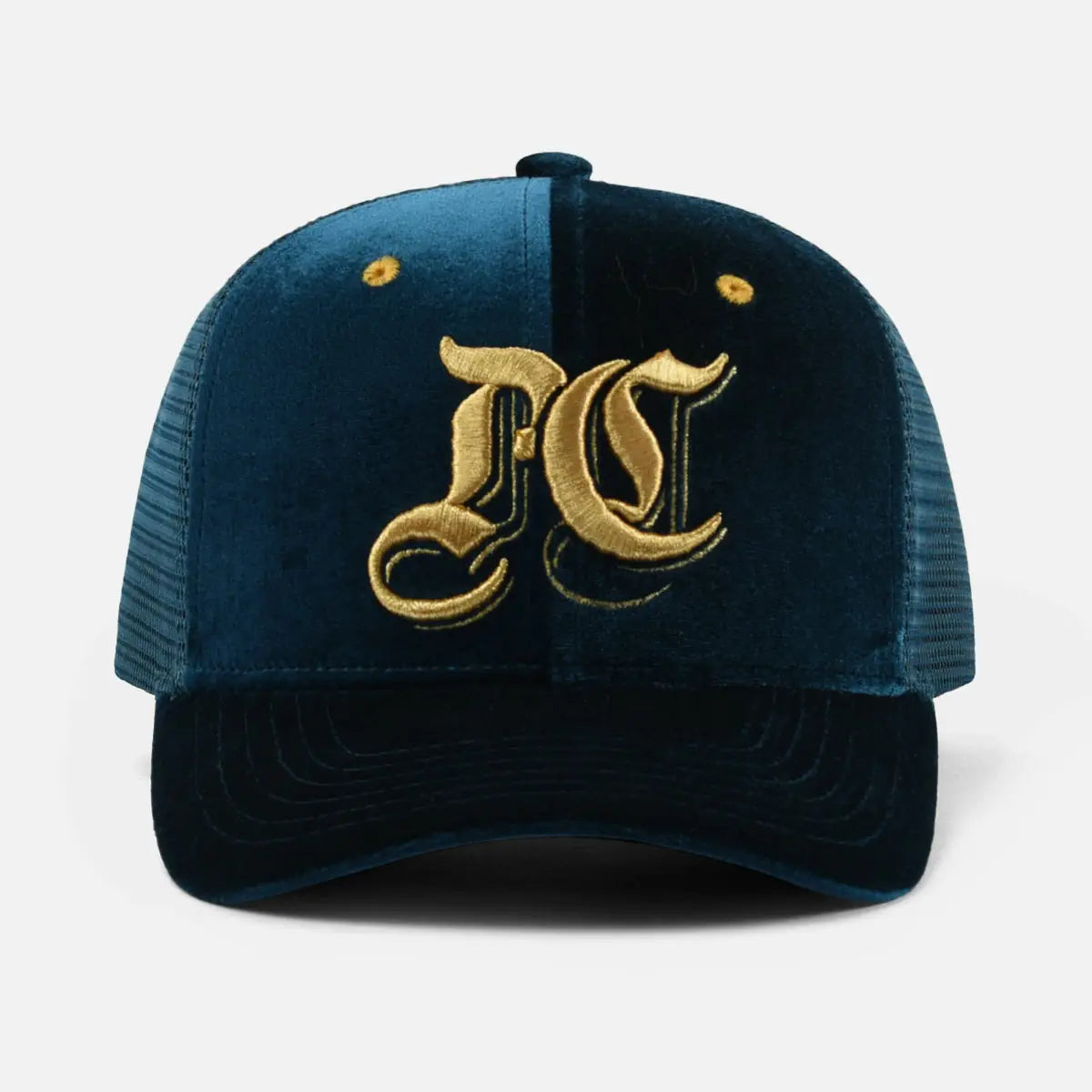 DarkBlueVelvetTruckerCap_frontview