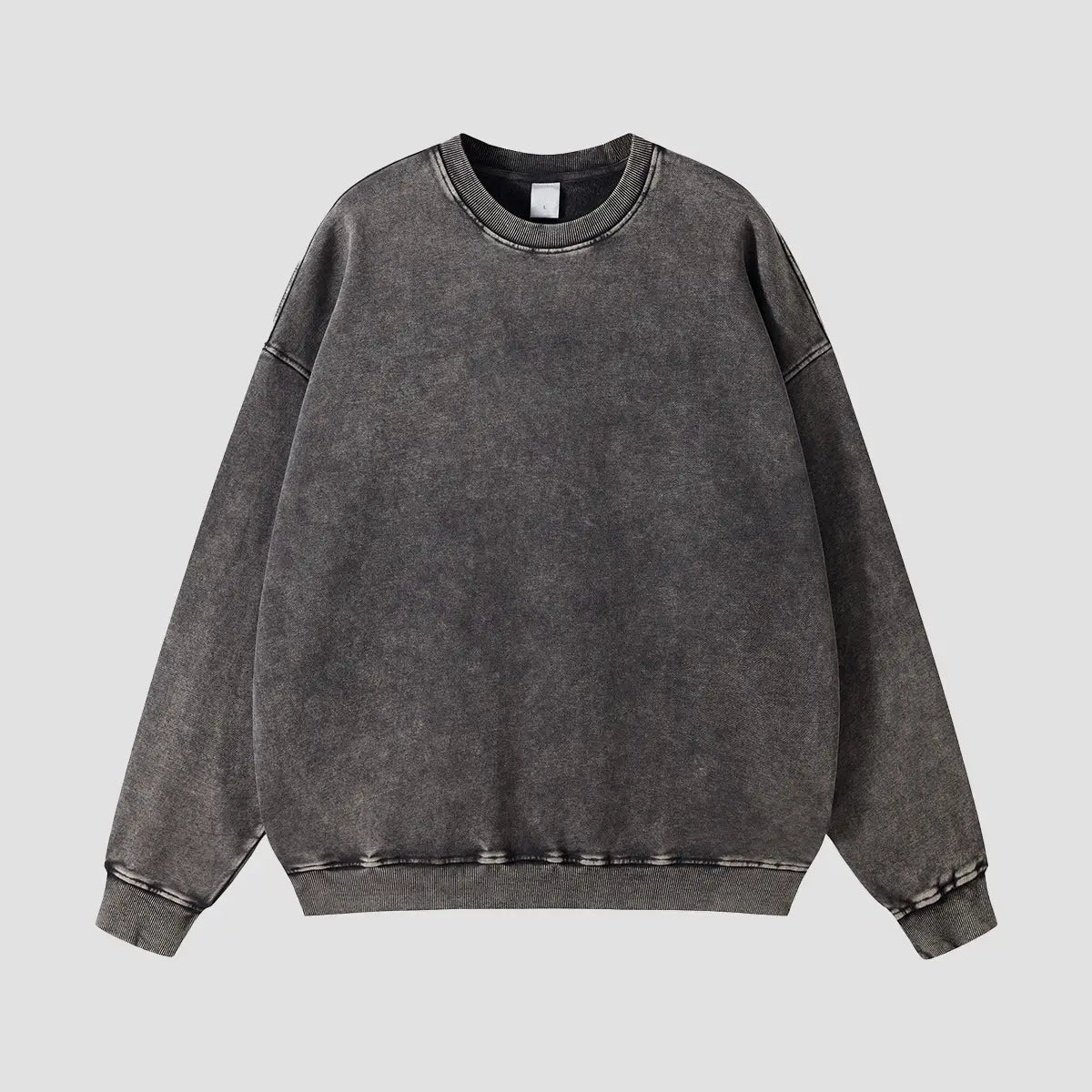 DarkGrayWax-DyeingLooseCrewSweatshirts
