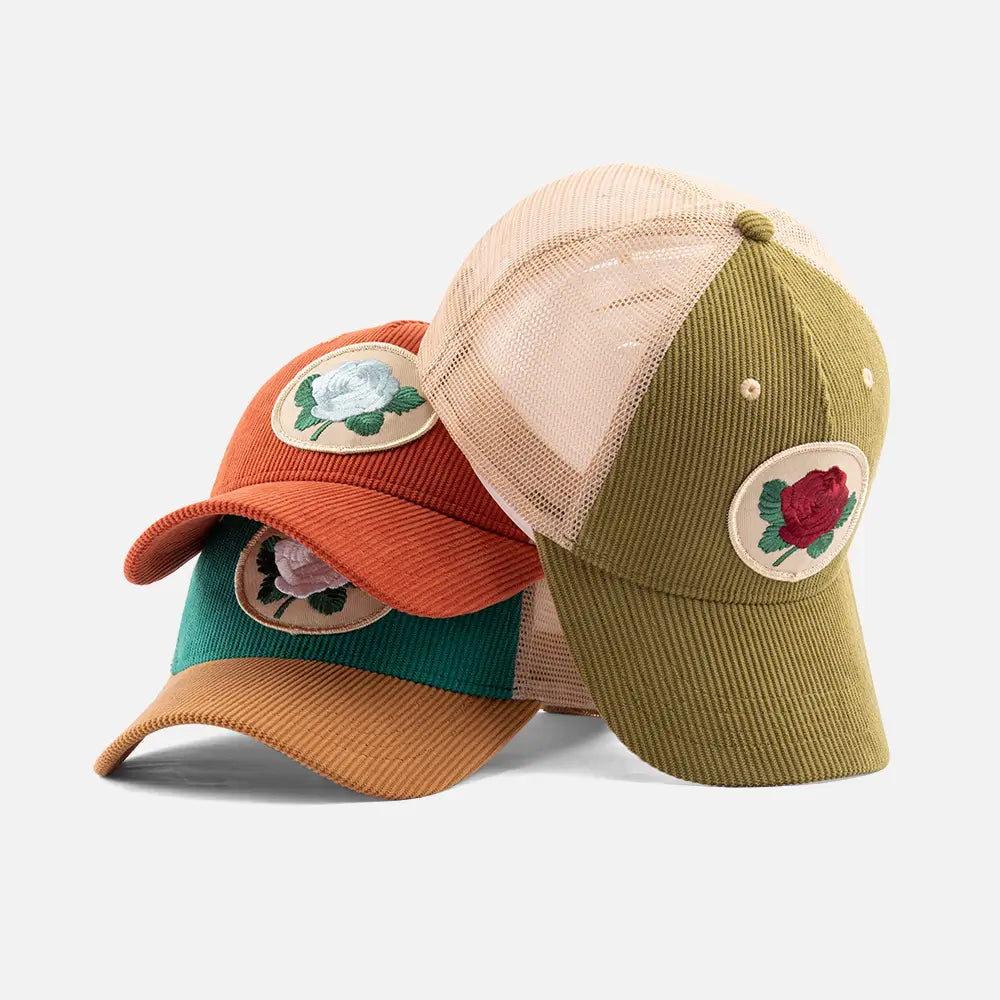 EcoEmbroideredRoseDadCaps_combos
