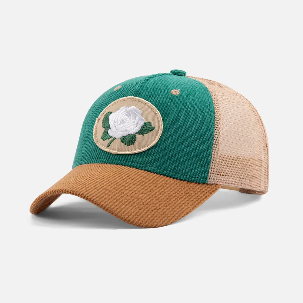 GreenEcoEmbroideredRoseDadCaps