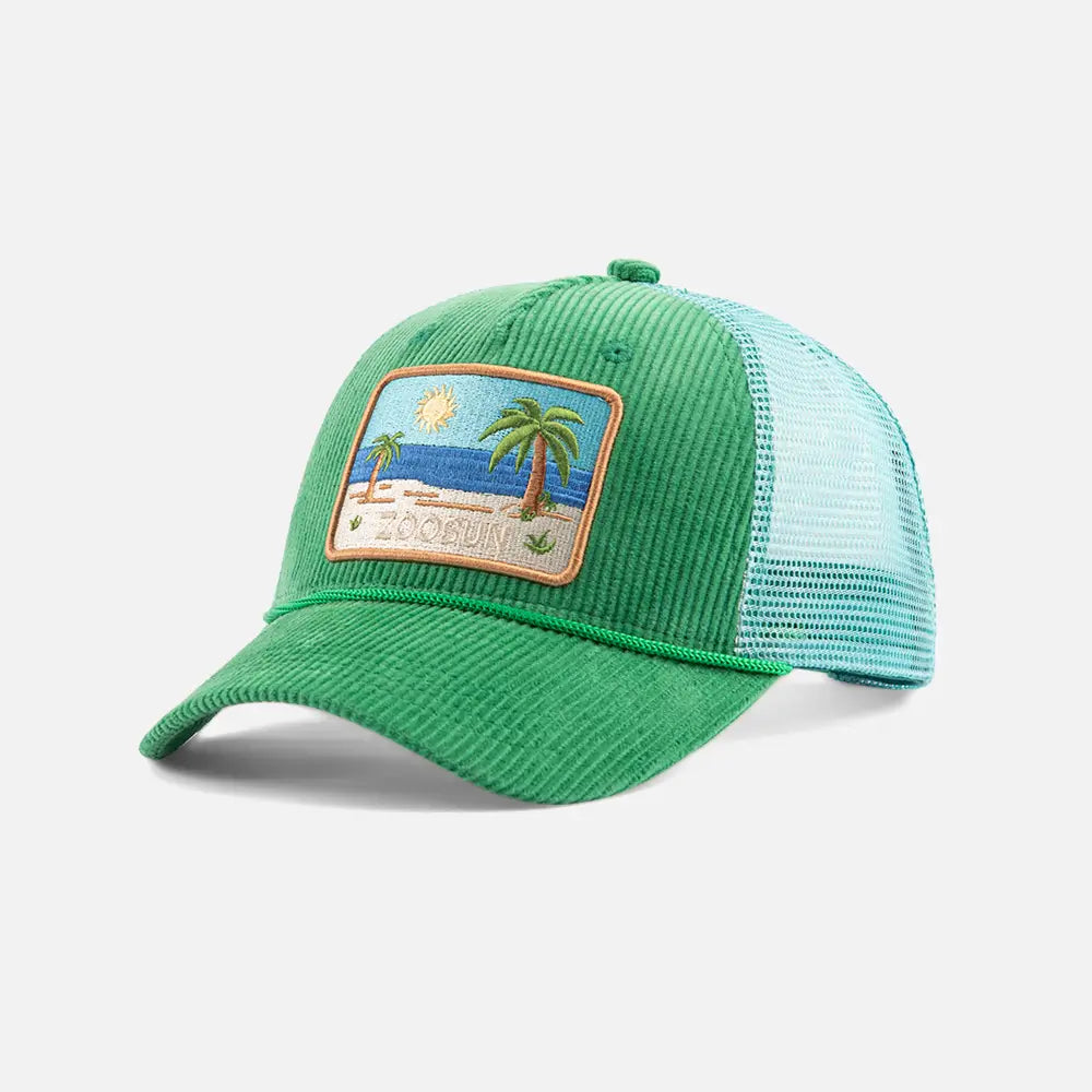 GreenEmbroideredBeachTruckerCaps