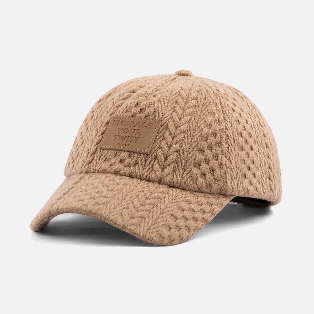 KhakiJacquardLeatherPatchDadCaps