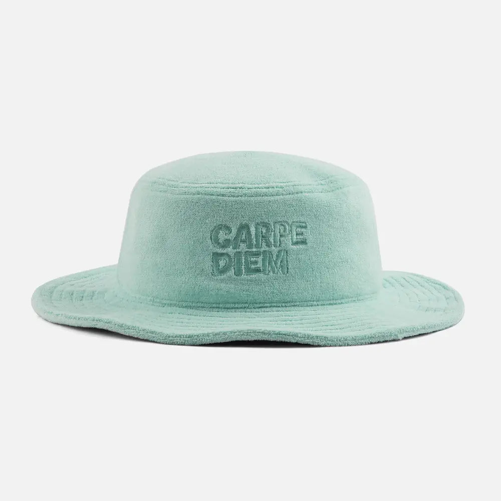 MintGreenEmbroideredPlainBucketHats_FrontSide