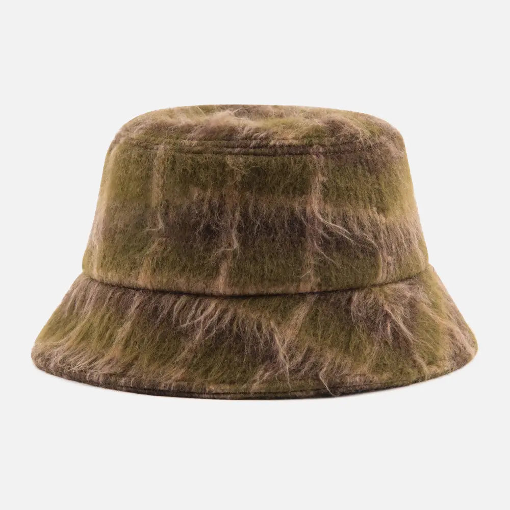 OliveGreenFauxWoolLatticeBucketHats_back
