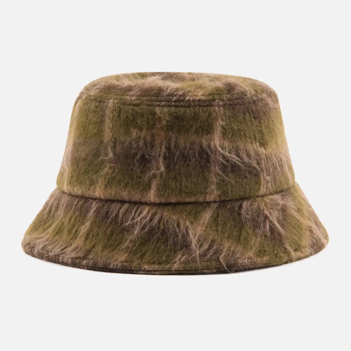 OliveGreenFauxWoolLatticeBucketHats_back
