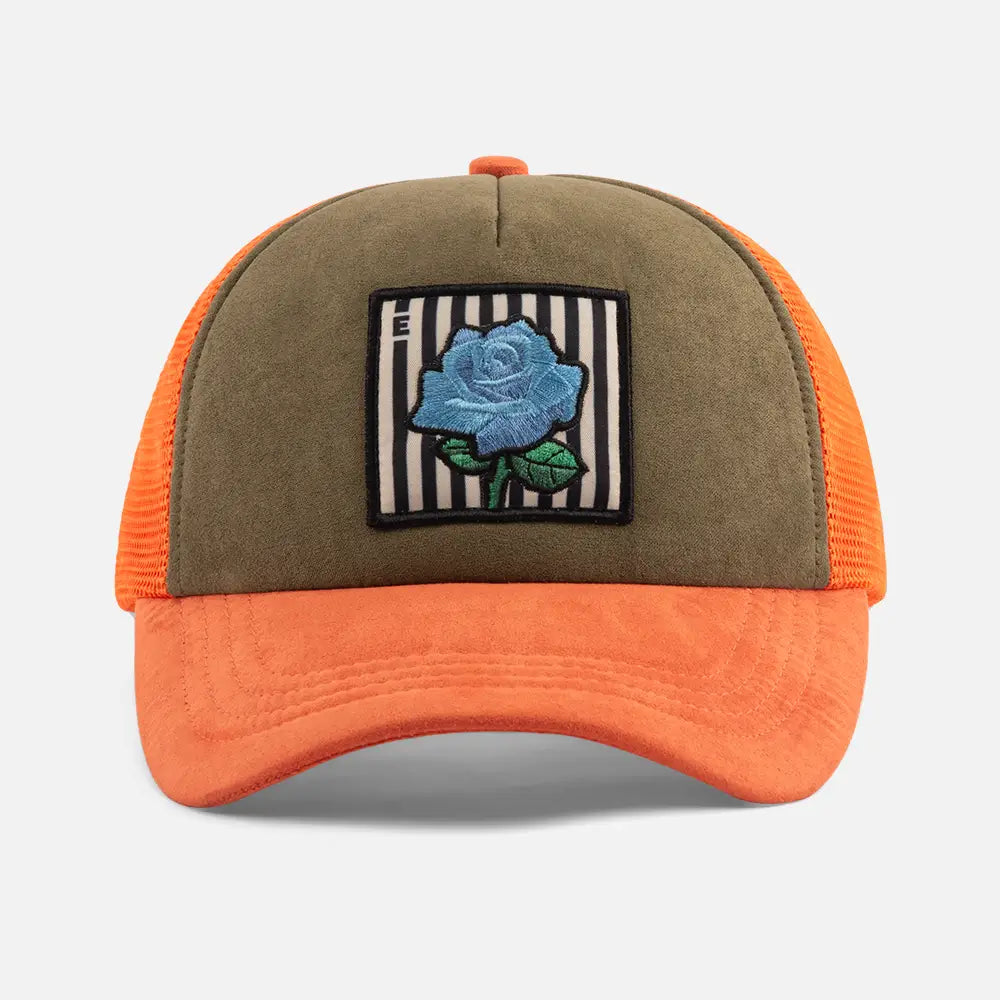 OrangeTwo-ToneRoseTruckerCaps_frontside