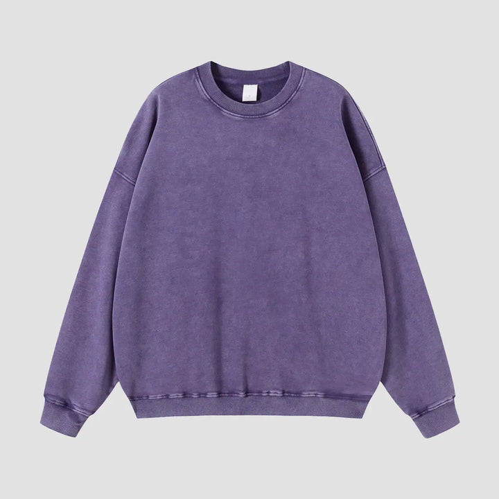 PurpleWax-DyeingLooseCrewSweatshirts