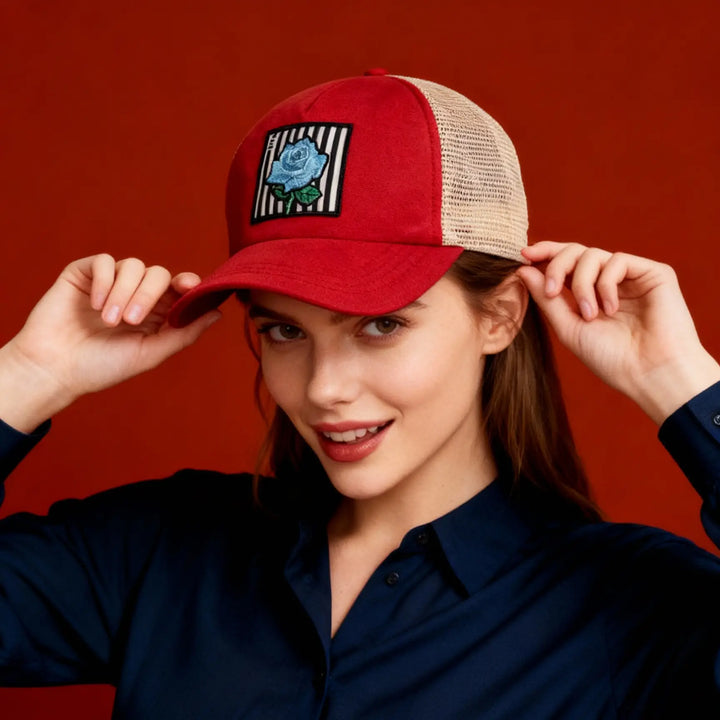 Two-ToneRoseTruckerCaps-model-01