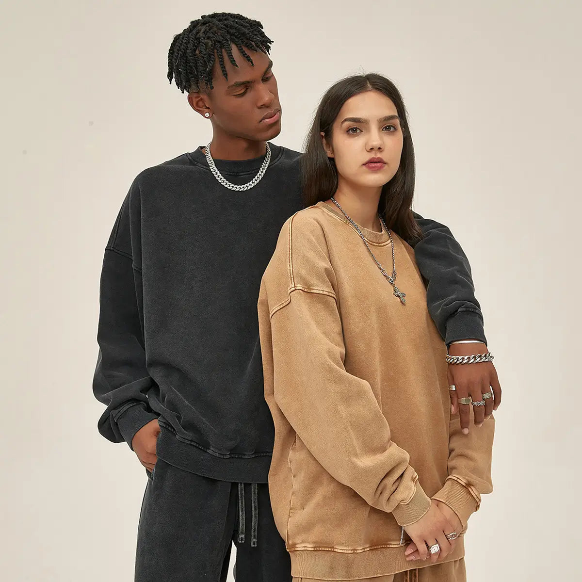 Wax-DyeingLooseCrewSweatshirts