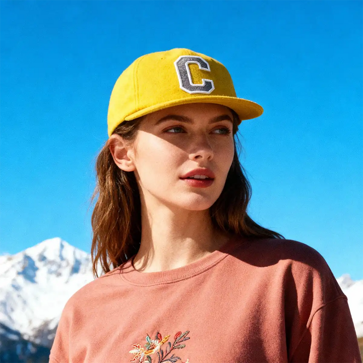 YellowPlain3DEmbroideredSnapbackCaps_model-01
